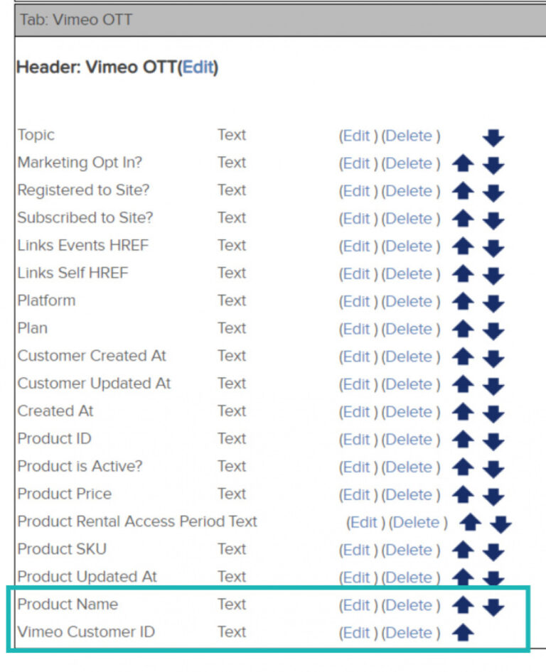 Custom Infusionsoft Fields for Storing Vimeo Info