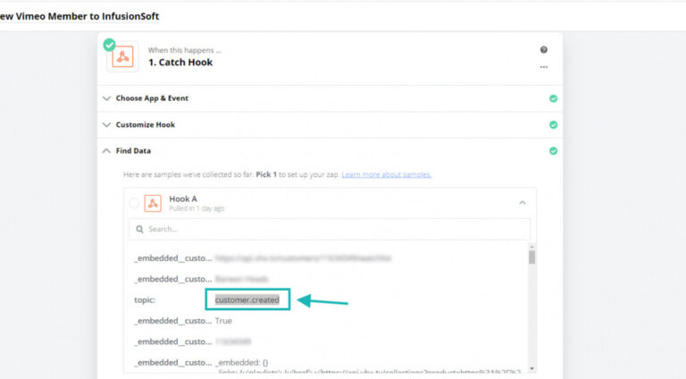 Example of Zapier Catching Webhook from Vimeo