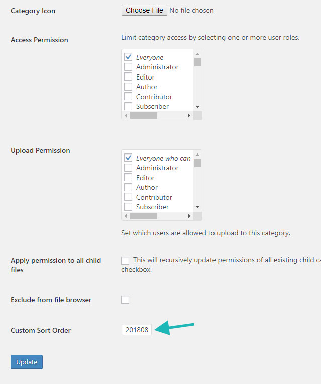 Custom Sort Order Settings