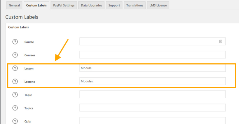 LearnDash Custom Labels to Refer to Lessons as Modules