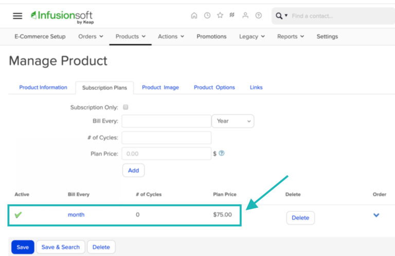 New Infusionsoft Subscription Setup