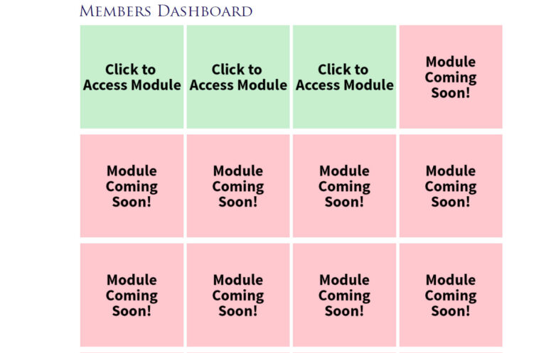 Initial Module Access Grid that Swapped out Placeholder Module Images Based on Infusionsoft Tagging